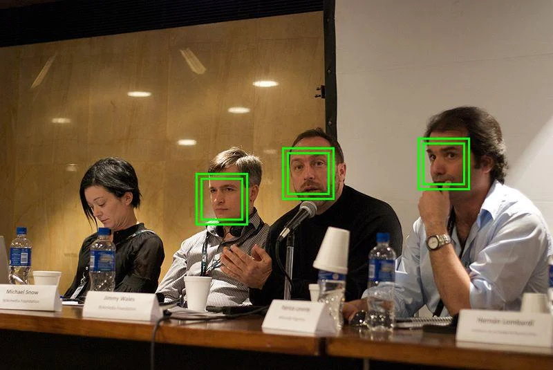 Face detection with bounding boxes